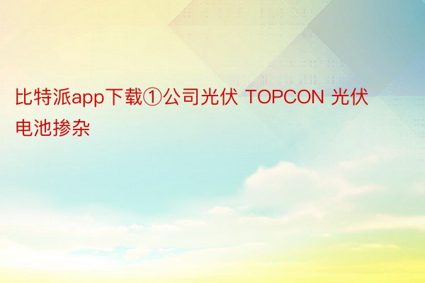 比特派app下载①公司光伏 TOPCON 光伏电池掺杂