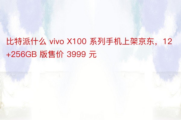比特派什么 vivo X100 系列手机上架京东，12+256GB 版售价 3999 元