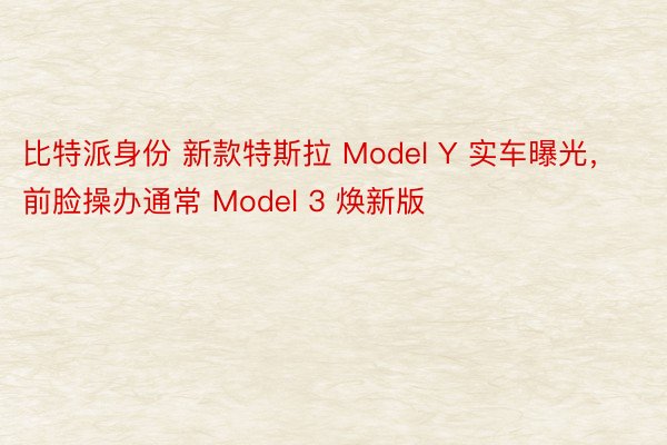 比特派身份 新款特斯拉 Model Y 实车曝光，前脸操办通常 Model 3 焕新版