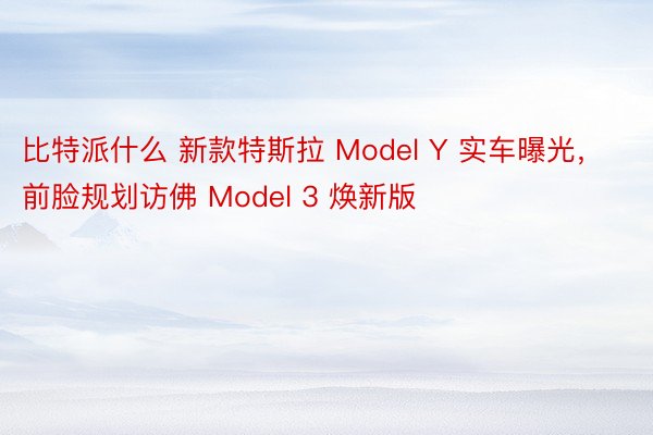 比特派什么 新款特斯拉 Model Y 实车曝光，前脸规划访佛 Model 3 焕新版