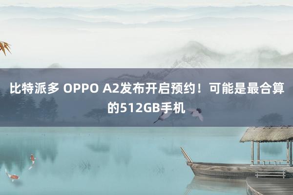 比特派多 OPPO A2发布开启预约！可能是最合算的512GB手机
