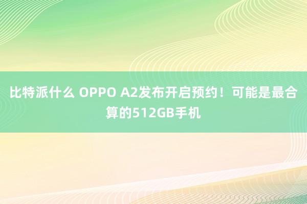 比特派什么 OPPO A2发布开启预约！可能是最合算的512GB手机