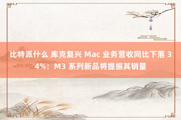 比特派什么 库克复兴 Mac 业务营收同比下落 34%：M3 系列新品将提振其销量